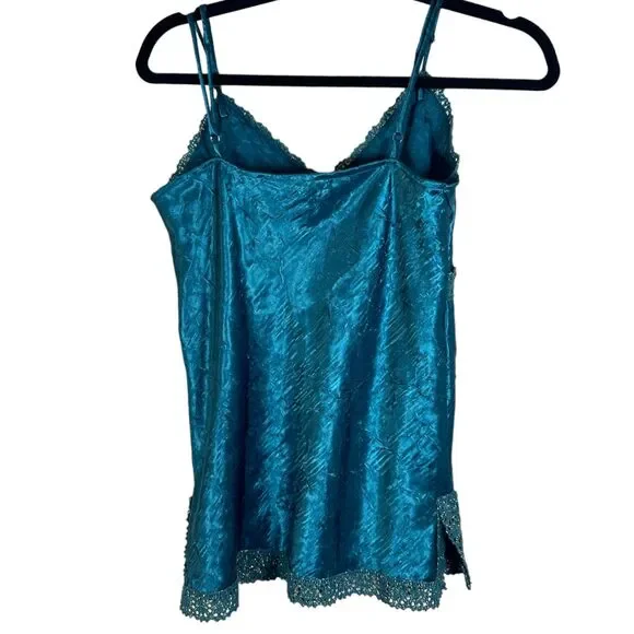 Mixit Crinkle Crochet Teal 90s Style Sleeveless Blouse size Medium NEW with Tags - Picture 2 of 6